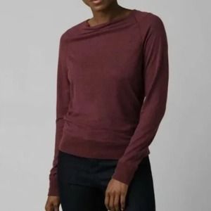 prAna Analia Cozy Up Top Hemp Long Sleeve in Raisin Heather Size M